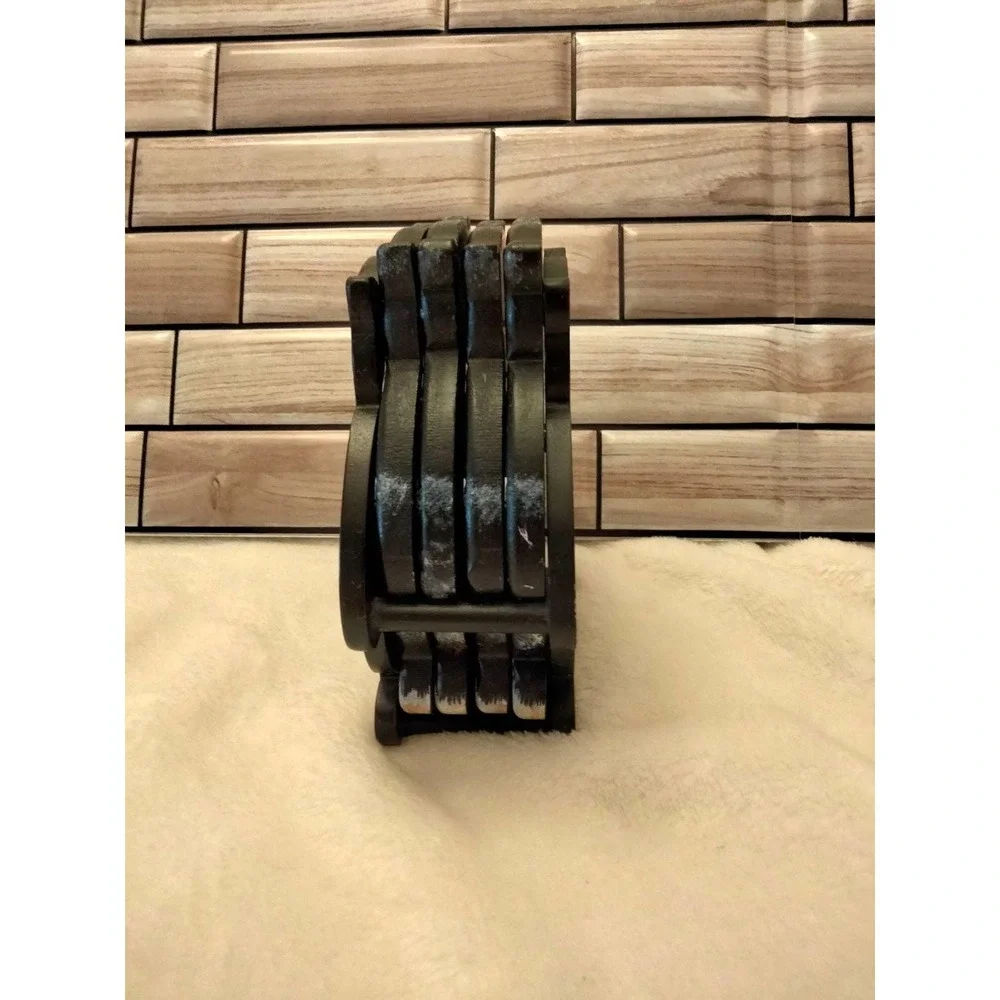 Smiling Cat Wood Coasters- 4 with holder-5